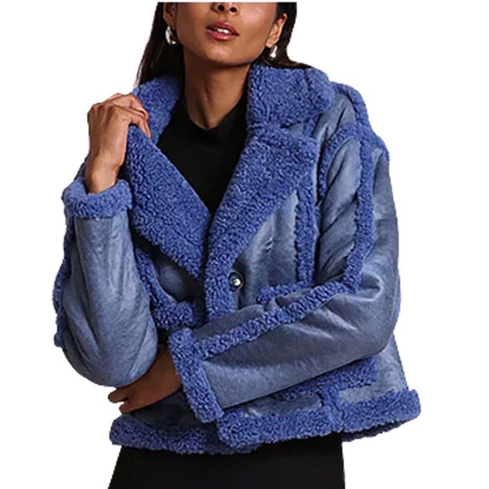 Women's Blue Original Fur Cropped Jacket